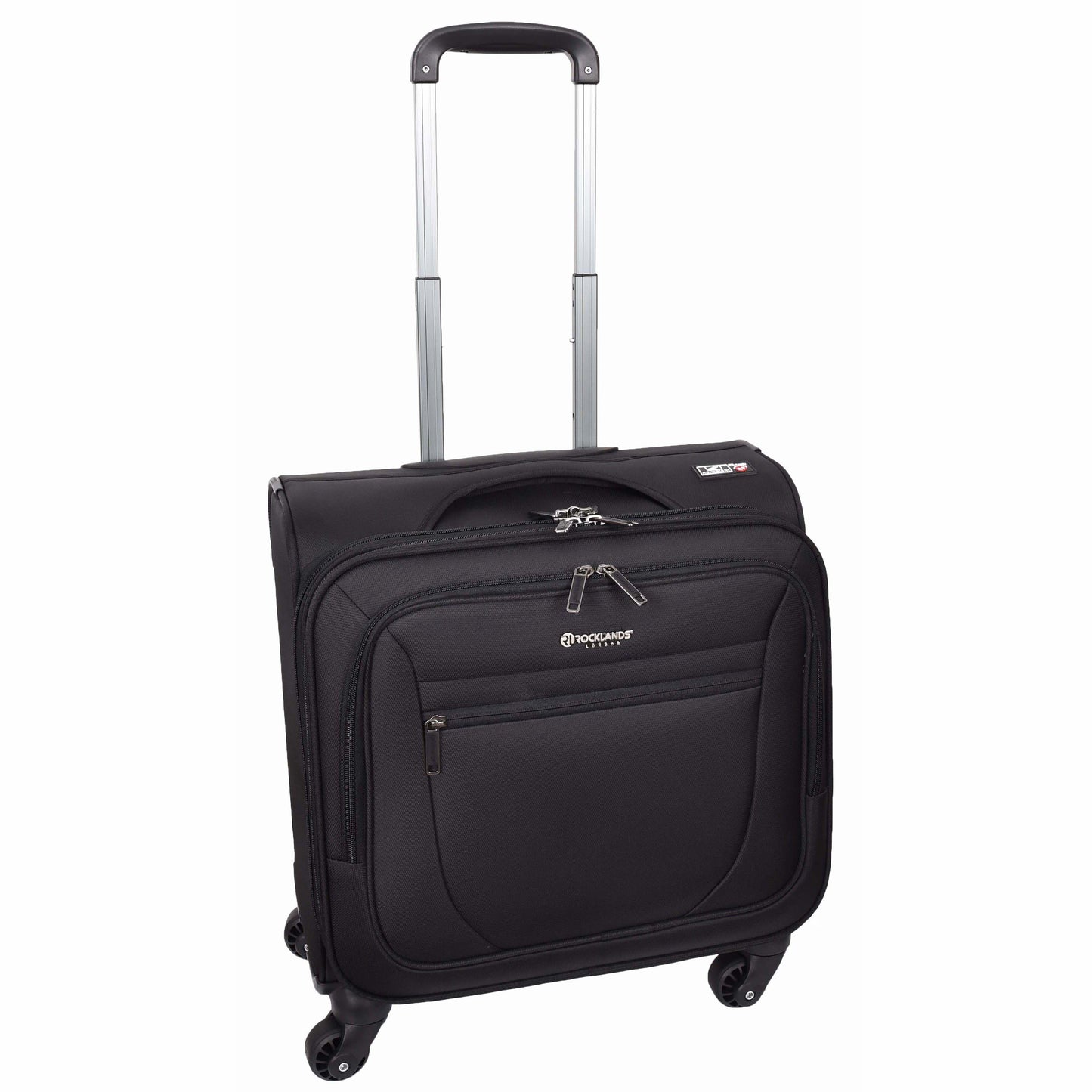 4 Wheel Pilot Case Hand Luggage Business Organiser Office Trolley Cabin Bag HLG602 Black