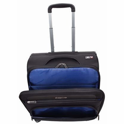 4 Wheel Pilot Case Hand Luggage Business Organiser Office Trolley Cabin Bag HLG608 Black