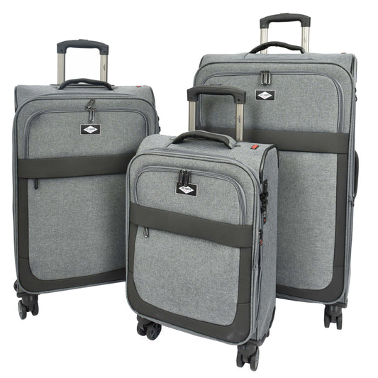 Soft Lightweight Expandable Luggage Set Wheeled HLG30533 Grey 1