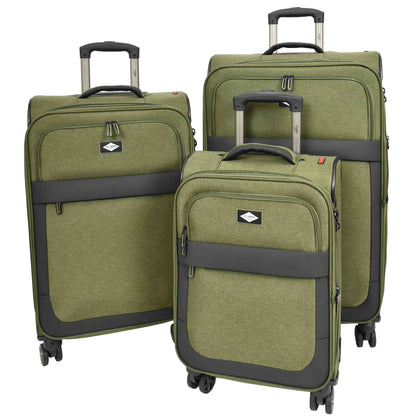 Soft Lightweight Expandable Luggage Set Wheeled HLG30533 Khaki Green 1