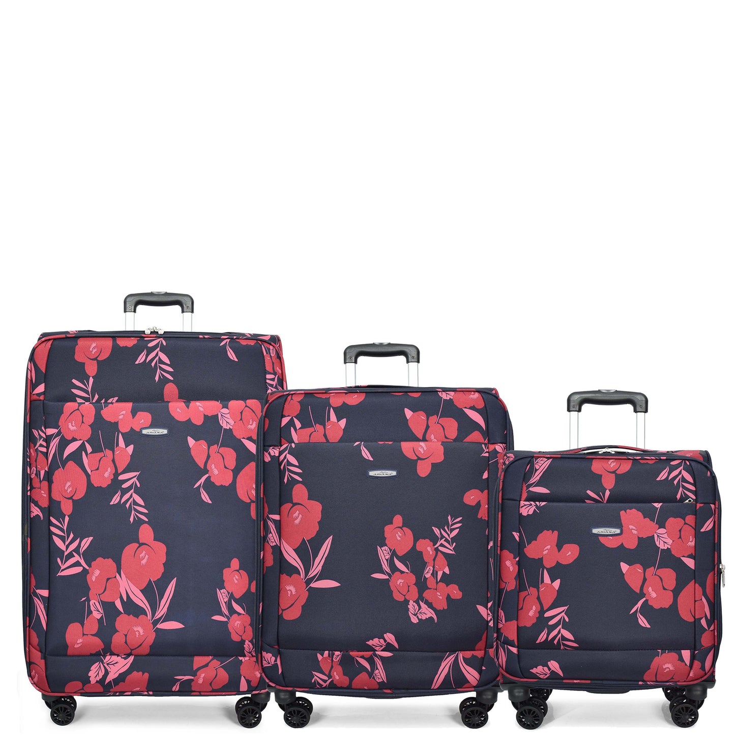 8 Wheels Suitcase lightweight Luggage Travel Bags Flower Print Navy