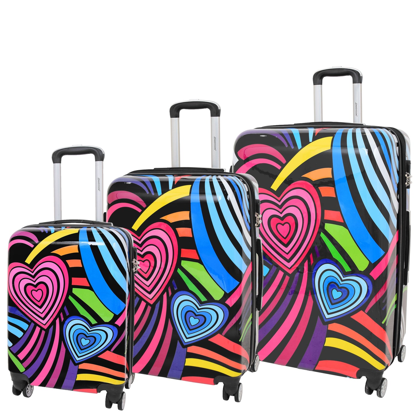 Multi Heart Print Hard Shell Suitcase