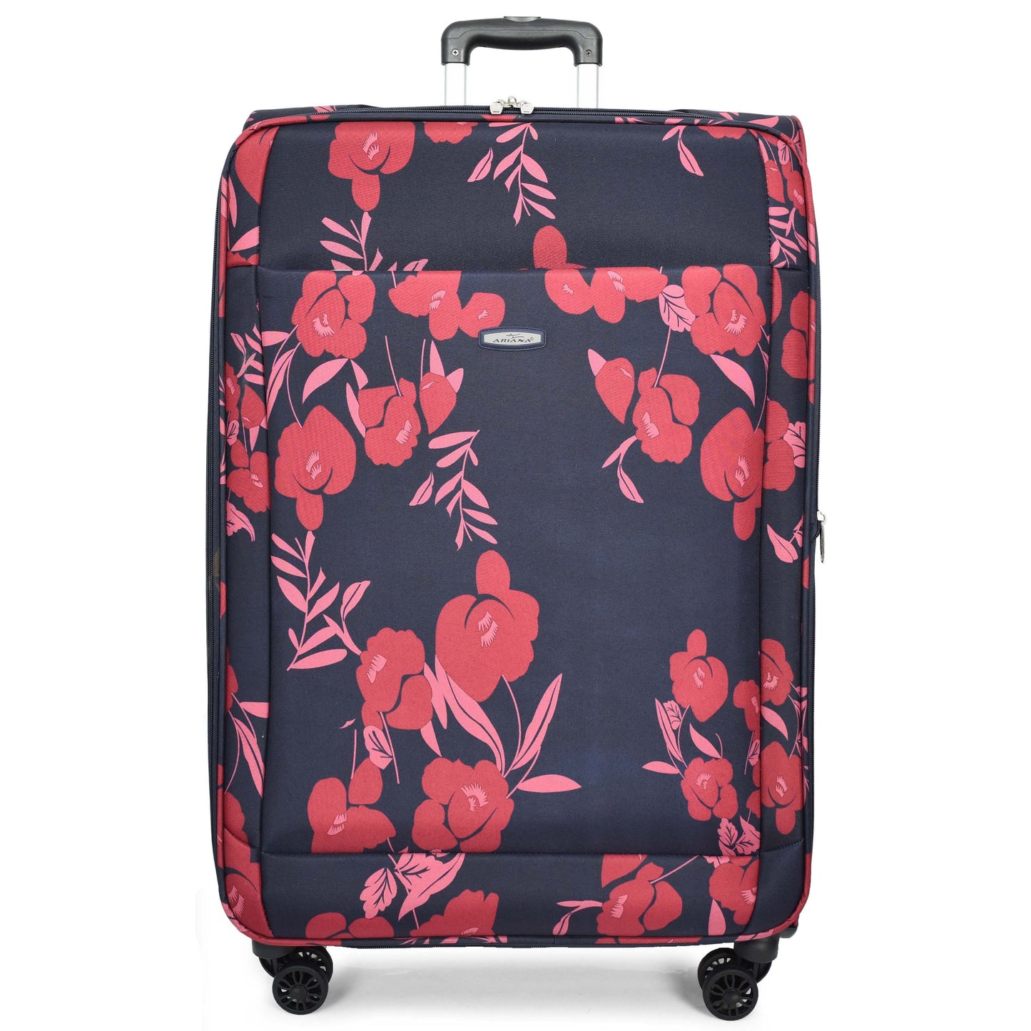 8 Wheels Suitcase lightweight Luggage Travel Bags Flower Print Navy