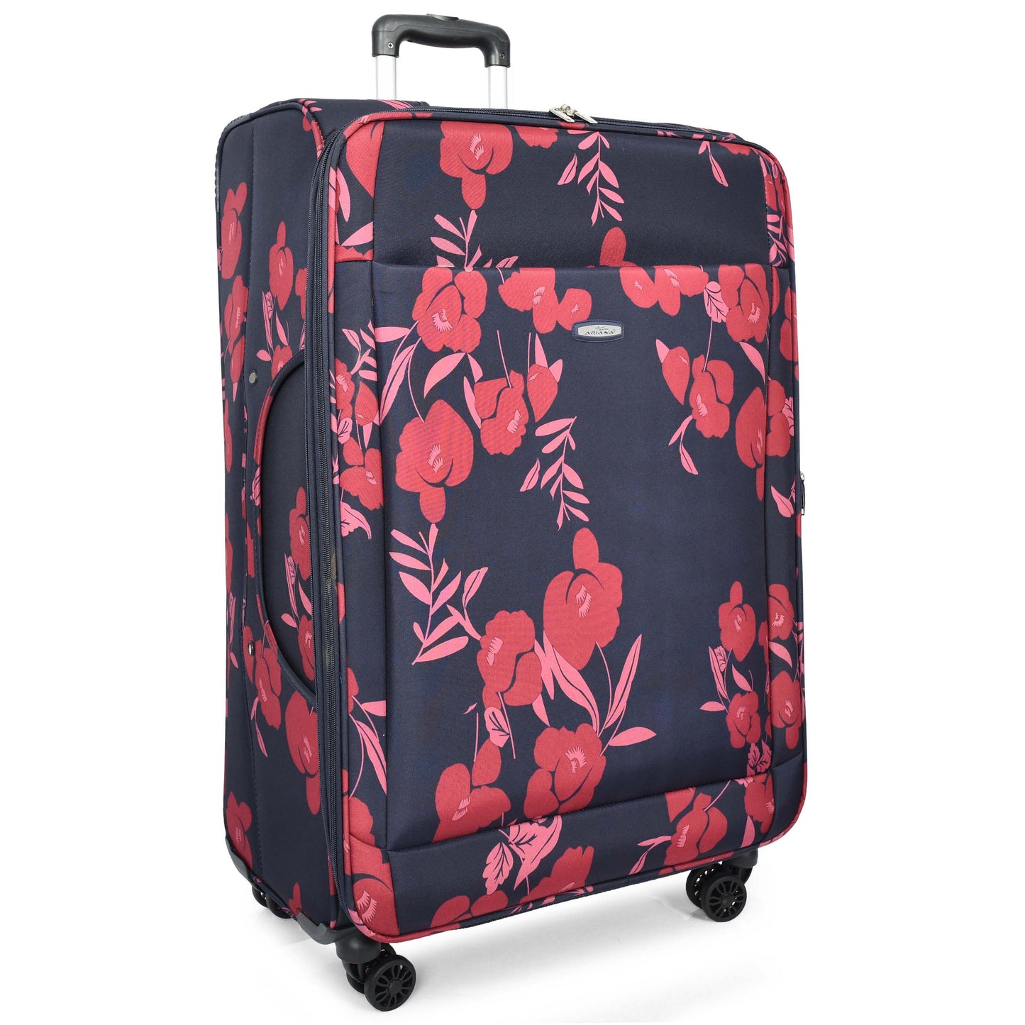 8 Wheels Suitcase lightweight Luggage Travel Bags Flower Print Navy