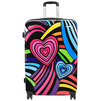 Multi Heart Print Hard Shell Suitcase