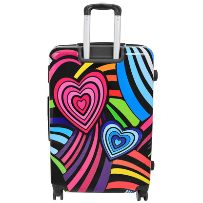 Multi Heart Print Hard Shell Suitcase