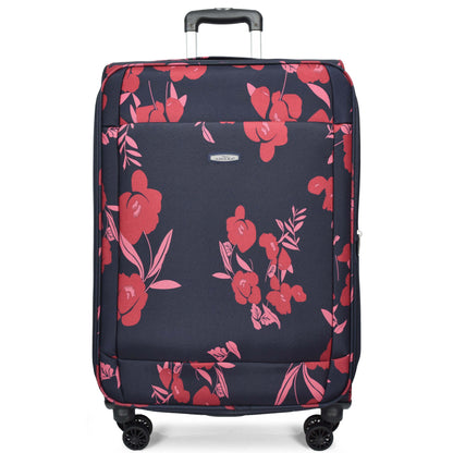 8 Wheels Suitcase lightweight Luggage Travel Bags Flower Print Navy