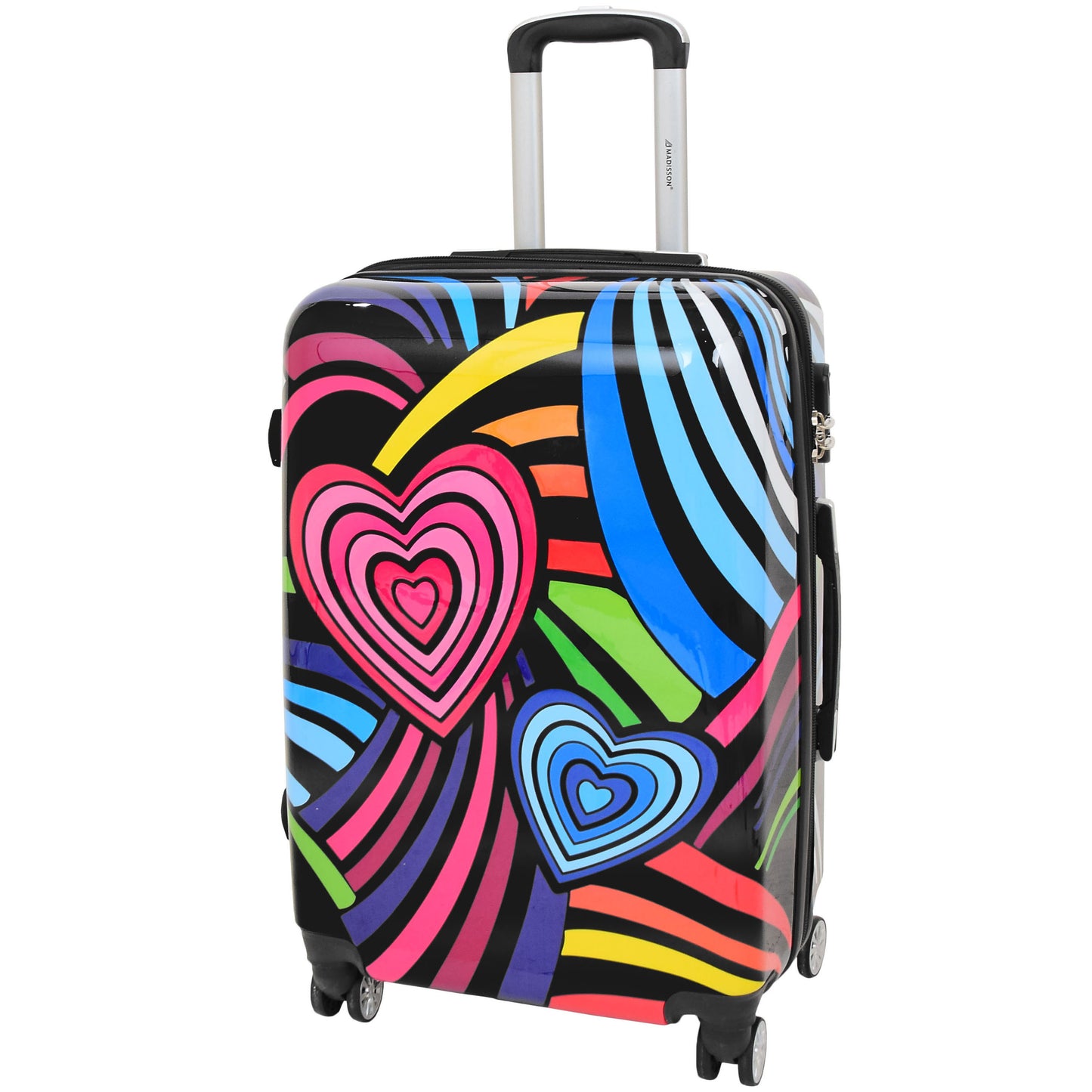 Multi Heart Print Hard Shell Suitcase