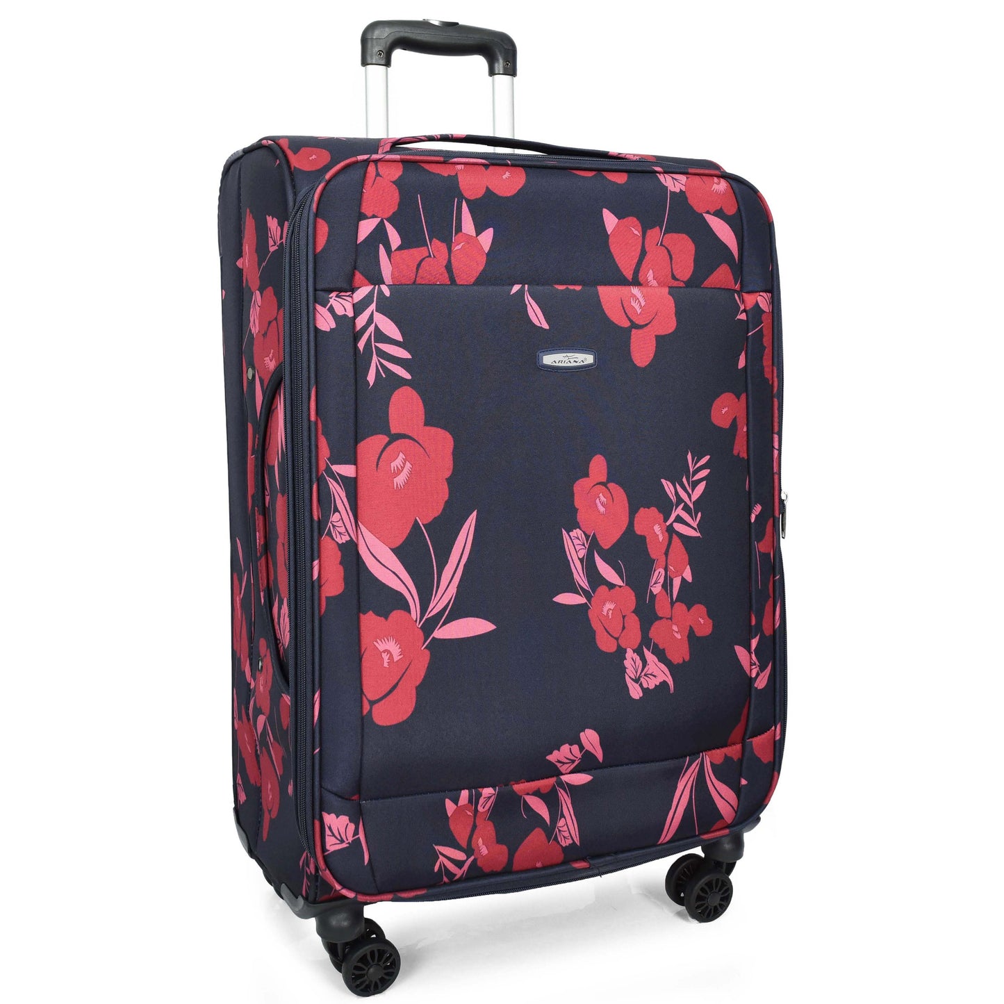 8 Wheels Suitcase lightweight Luggage Travel Bags Flower Print Navy