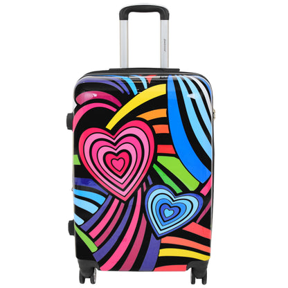 Multi Heart Print Hard Shell Suitcase