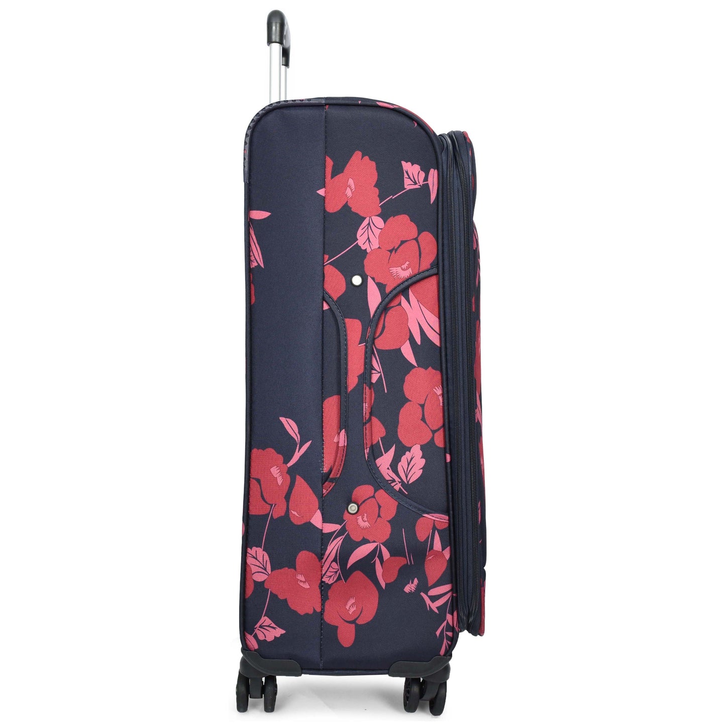 8 Wheels Suitcase lightweight Luggage Travel Bags Flower Print Navy