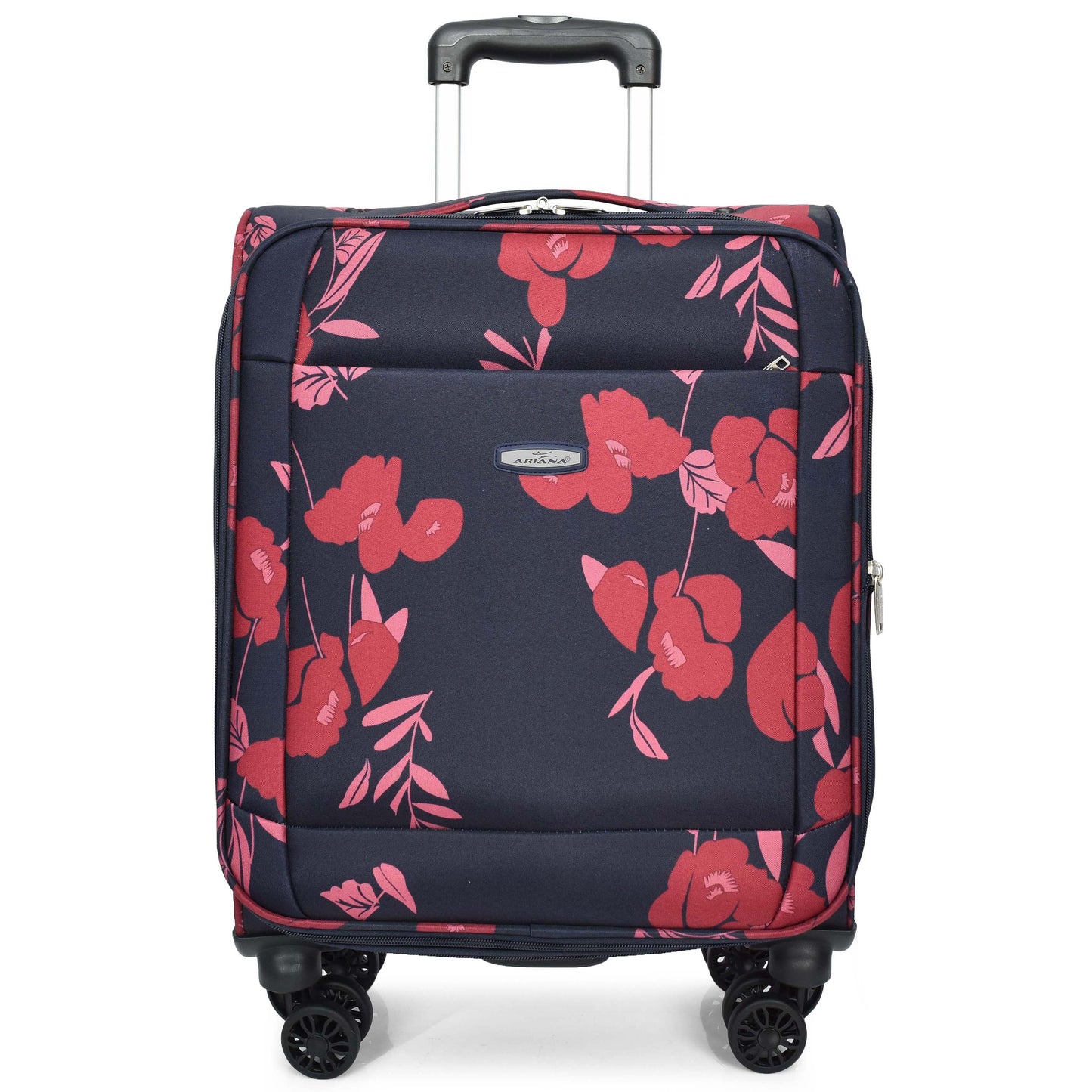 8 Wheels Suitcase lightweight Luggage Travel Bags Flower Print Navy