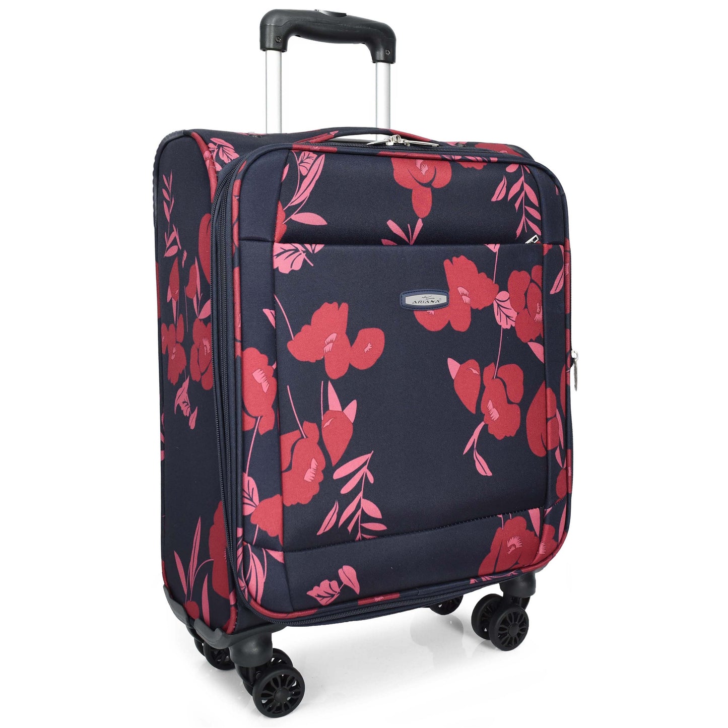 8 Wheels Suitcase lightweight Luggage Travel Bags Flower Print Navy