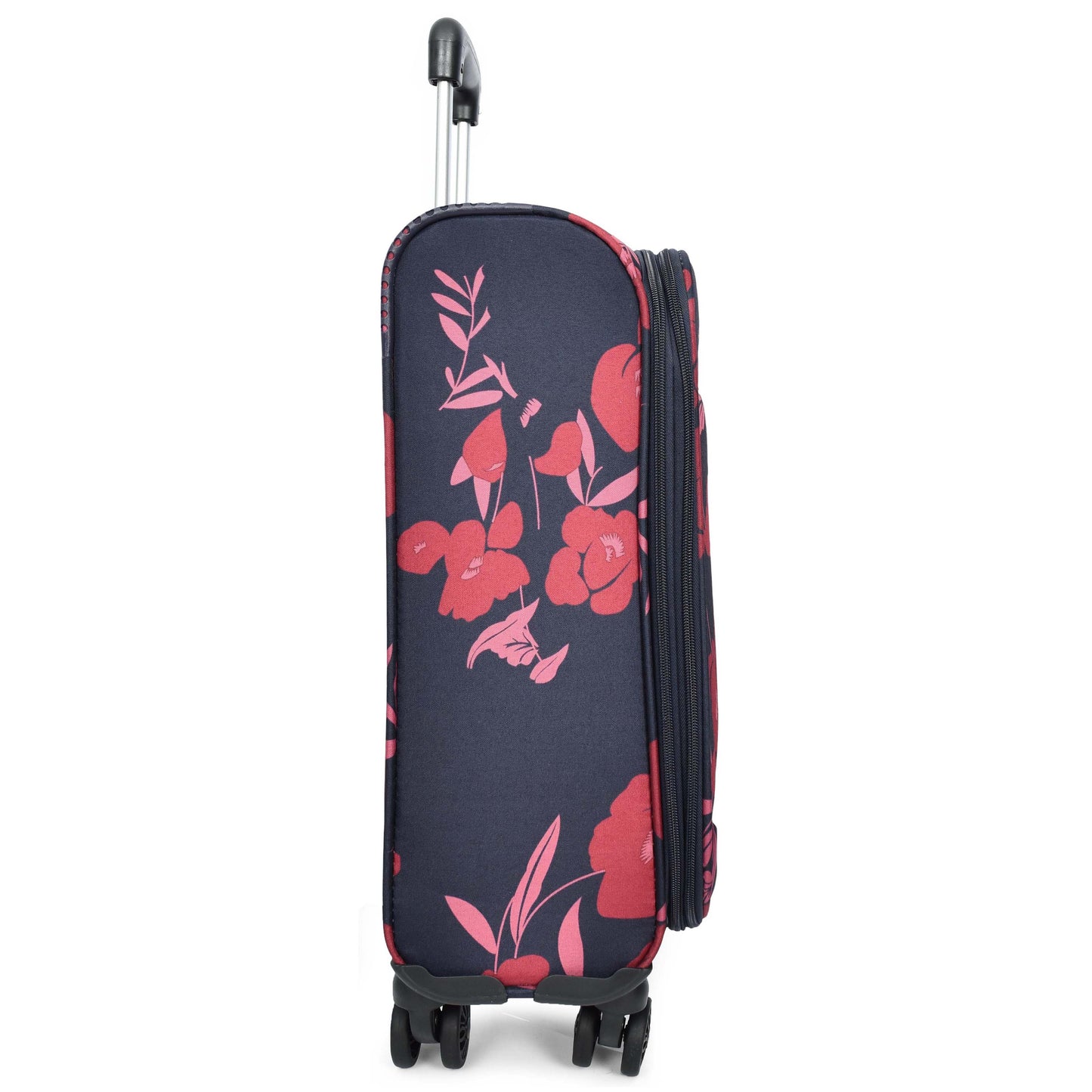 8 Wheels Suitcase lightweight Luggage Travel Bags Flower Print Navy