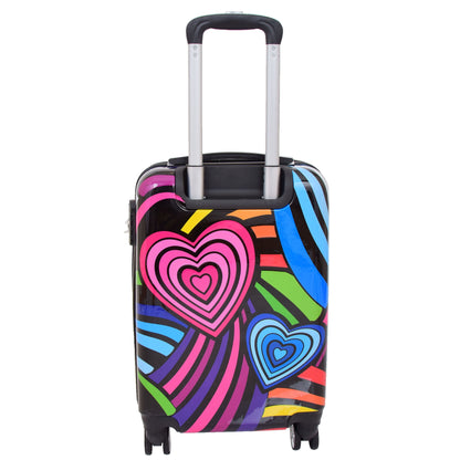 Multi Heart Print Hard Shell Suitcase